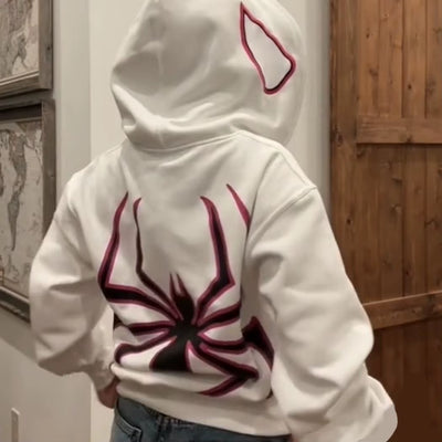 Harajuku Fashion Y2K Oversized Spider Women Hoodie Autumn and Winter Punk Full Zip