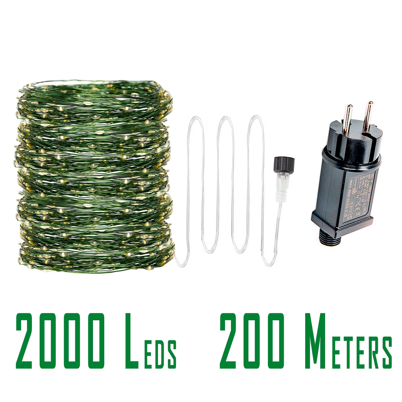 10-200M 2000LED Green Wire Fairy String Light Garland Waterproof for Christmas