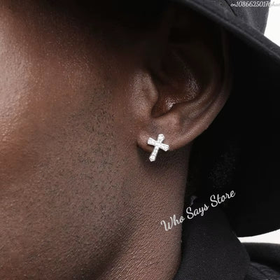 Stainless Steel Earrings Hip Hop Jewelry Stud Earring Iced Out Zircon Dollar Sign Gold Plated Earrings for Women