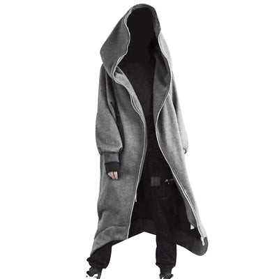 Hot Selling Unisex Long Sleeve Hooded Nazgul Long Coat Zipper Closure Fleece Lined Long Hoodie