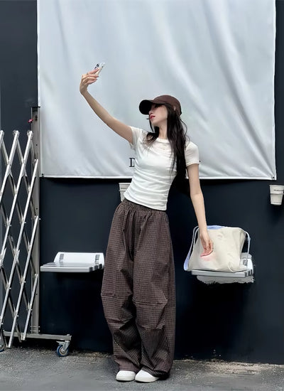 Short-Sleeved T-Shirt Women White Mesh Splicing Pleated Design Slim Fit