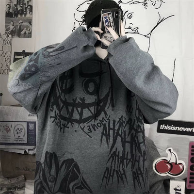 Gothic Japan Cartoon Hip Hop Hoodie Sweatshirt Oversize Women Spring Autumn Punk