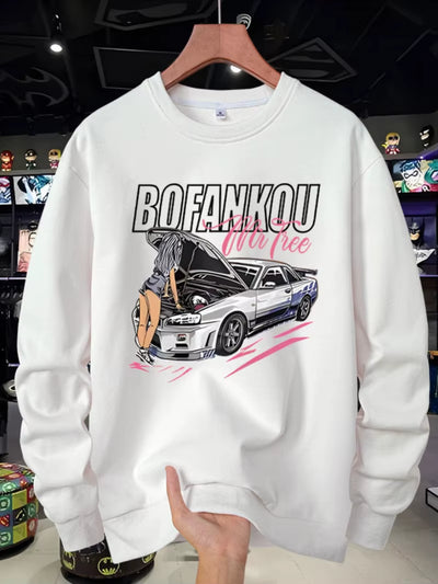 Beauty and Cars 2025 Autumn and Winter Round-Neck Hoodie High-End Luxury Is for Both Men and Women Top Y2K