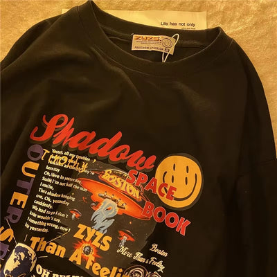 Harajuku T-Shirt Women Alien Oversized Hip-Hop Short Sleeve Streetwear Y2K