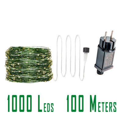 10-200M 2000LED Green Wire Fairy String Light Garland Waterproof for Christmas