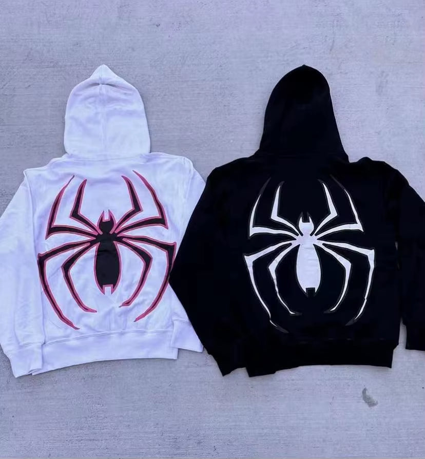 Harajuku Fashion Y2K Oversized Spider Women Hoodie Autumn and Winter Punk Full Zip