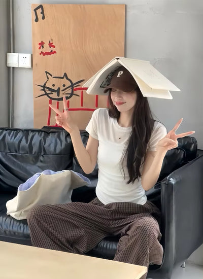 Short-Sleeved T-Shirt Women White Mesh Splicing Pleated Design Slim Fit