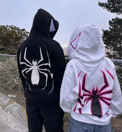 Harajuku Fashion Y2K Oversized Spider Women Hoodie Autumn and Winter Punk Full Zip