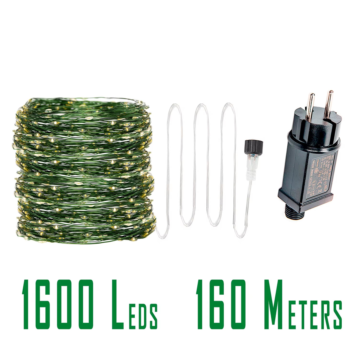 10-200M 2000LED Green Wire Fairy String Light Garland Waterproof for Christmas