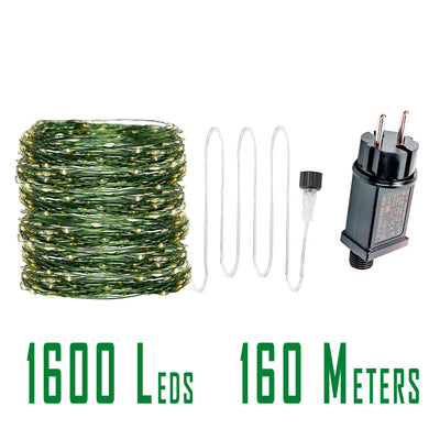 10-200M 2000LED Green Wire Fairy String Light Garland Waterproof for Christmas