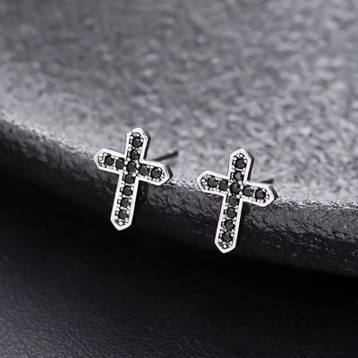 Stainless Steel Earrings Hip Hop Jewelry Stud Earring Iced Out Zircon Dollar Sign Gold Plated Earrings for Women